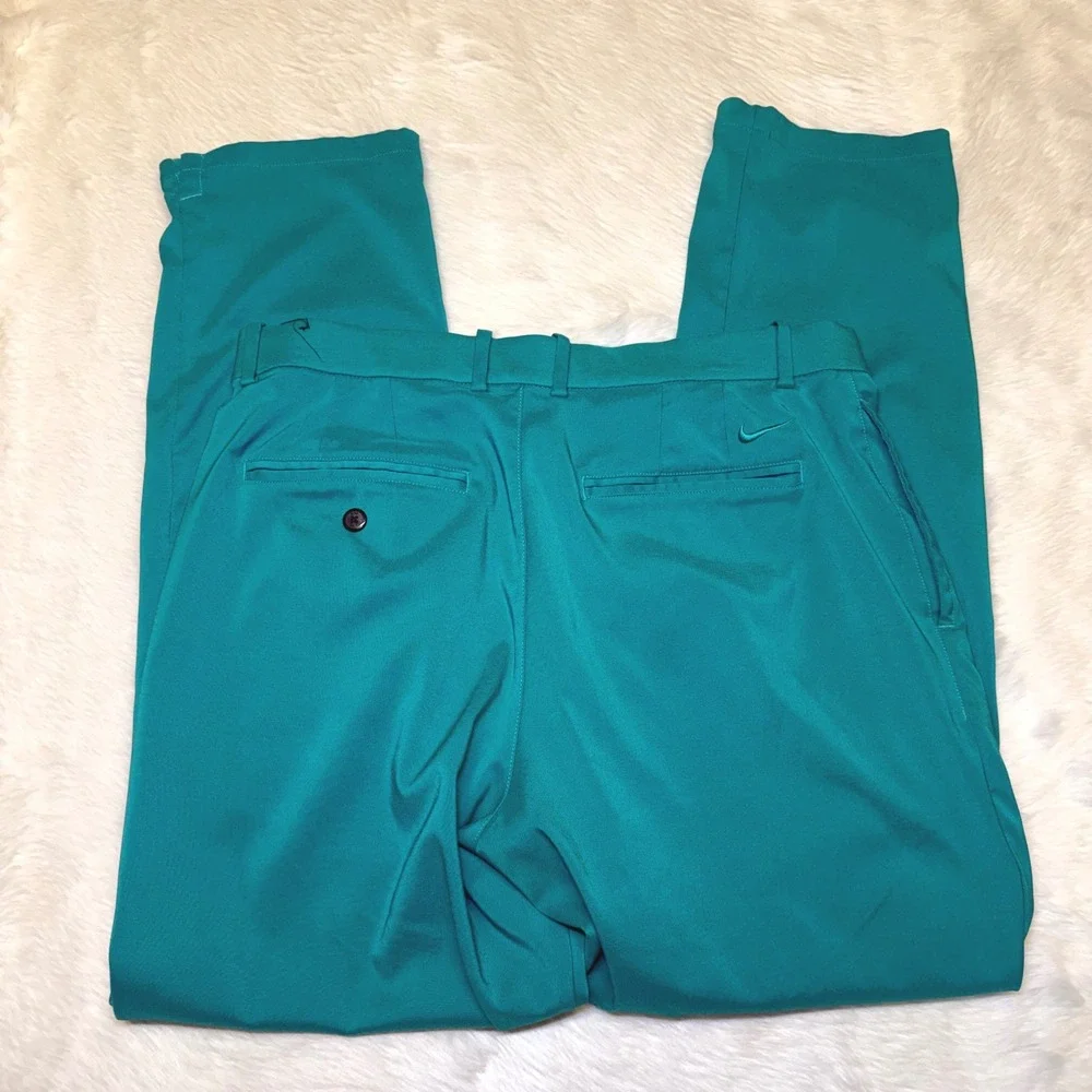 Nike Dri-FIT Golf Pants Mens 33x30 Standard Fit Teal Green Stretch Trousers Prep
